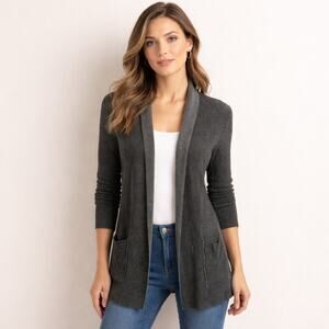 Margaret O’Leary black and white open front cardigan large Classic business